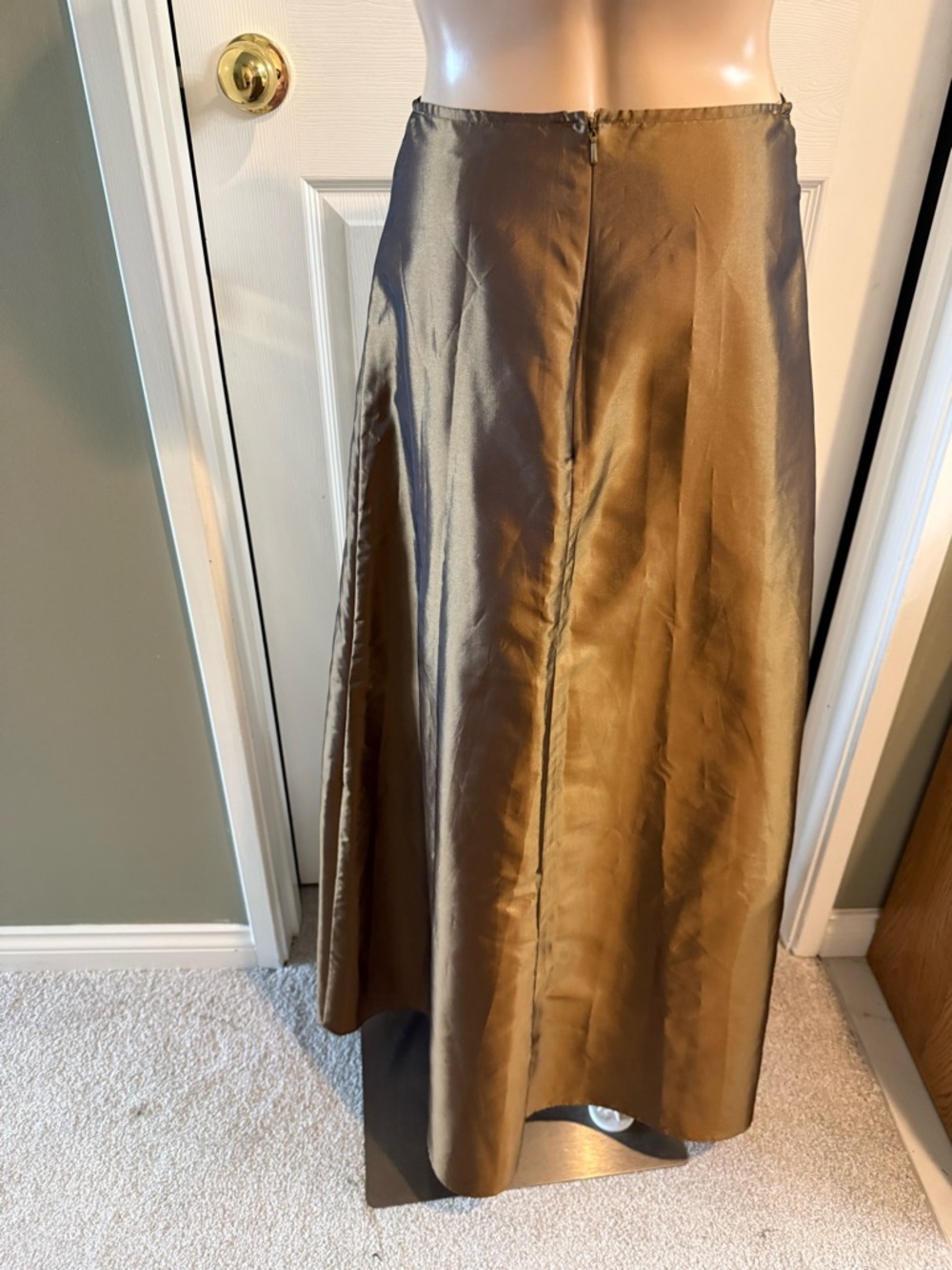 Y2K Ronni Nicole by Ouida Iridescent Bronze Satin Maxi Skirt M Trending Fall - Picture 8 of 11